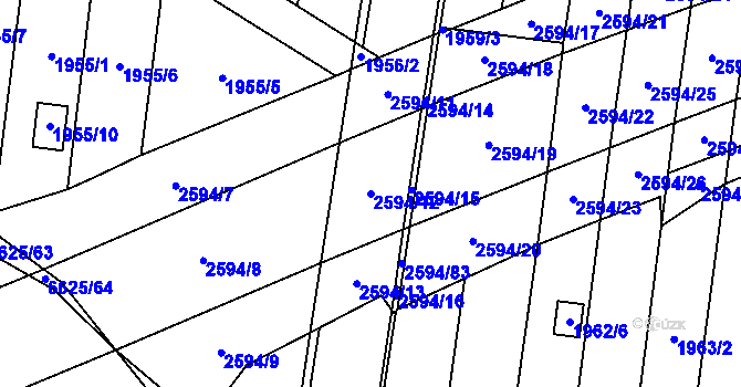 Parcela st. 2594/12 v KÚ Maloměřice, Katastrální mapa
