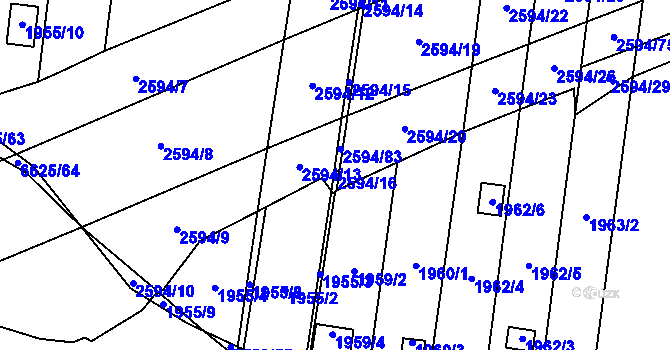 Parcela st. 2594/16 v KÚ Maloměřice, Katastrální mapa