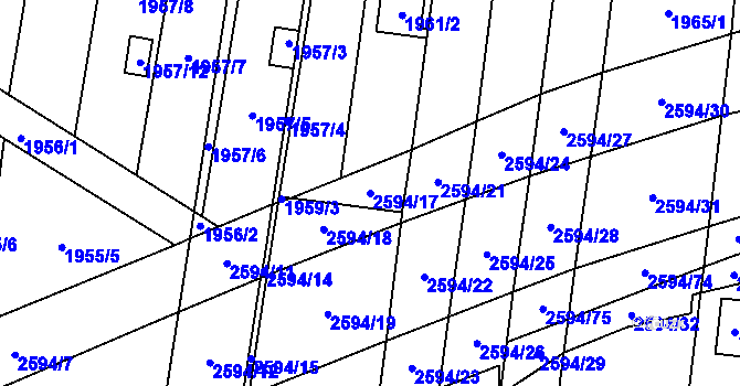 Parcela st. 2594/17 v KÚ Maloměřice, Katastrální mapa