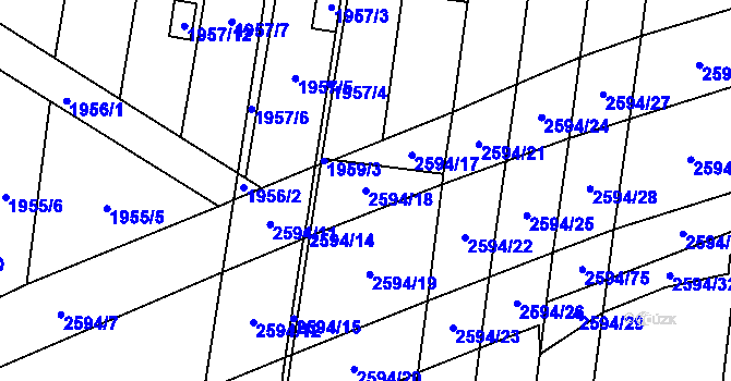Parcela st. 2594/18 v KÚ Maloměřice, Katastrální mapa