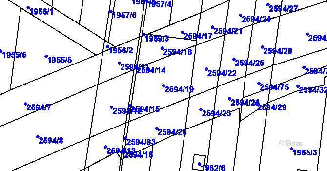 Parcela st. 2594/19 v KÚ Maloměřice, Katastrální mapa