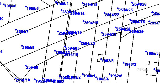 Parcela st. 2594/20 v KÚ Maloměřice, Katastrální mapa