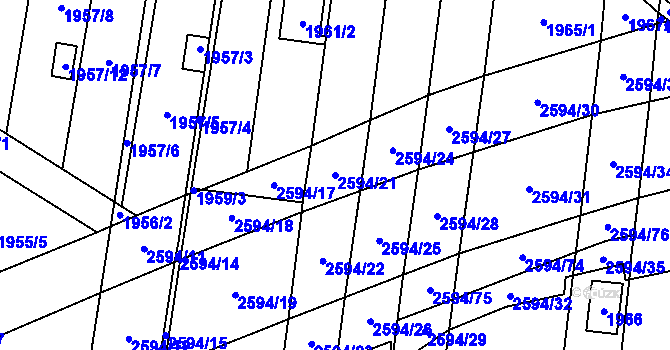 Parcela st. 2594/21 v KÚ Maloměřice, Katastrální mapa