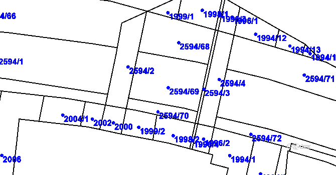 Parcela st. 2594/69 v KÚ Maloměřice, Katastrální mapa