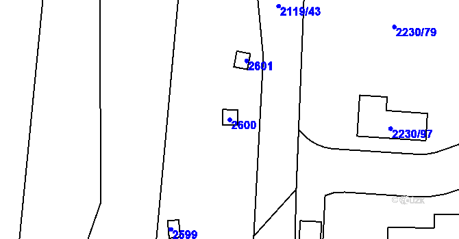 Parcela st. 2600 v KÚ Maloměřice, Katastrální mapa