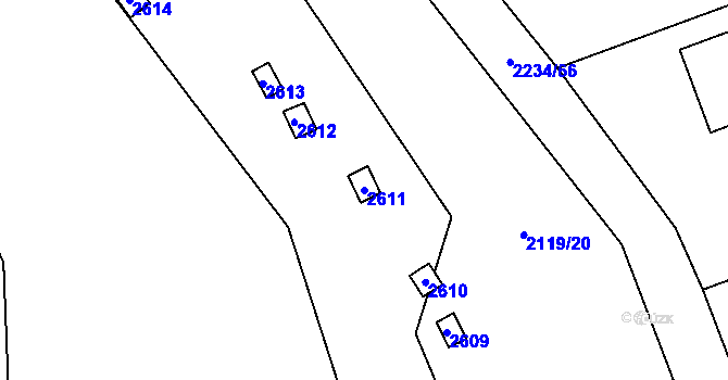 Parcela st. 2611 v KÚ Maloměřice, Katastrální mapa