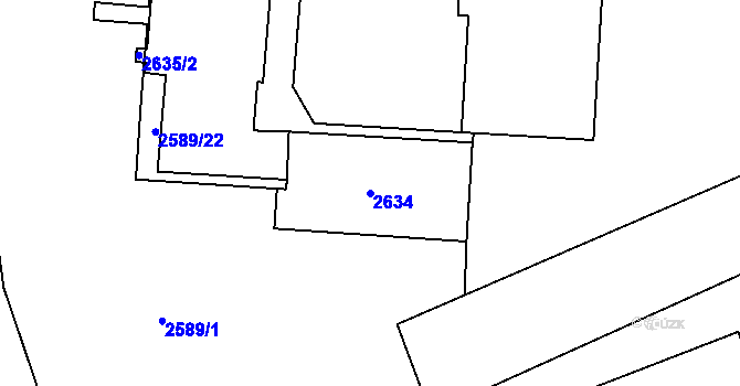 Parcela st. 2634 v KÚ Maloměřice, Katastrální mapa