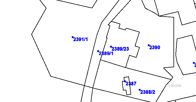 Parcela st. 2389/1 v KÚ Maloměřice, Katastrální mapa