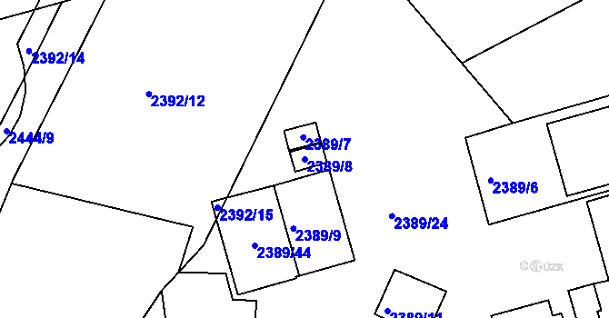 Parcela st. 2389/8 v KÚ Maloměřice, Katastrální mapa