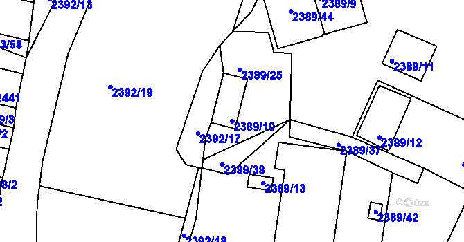 Parcela st. 2389/10 v KÚ Maloměřice, Katastrální mapa