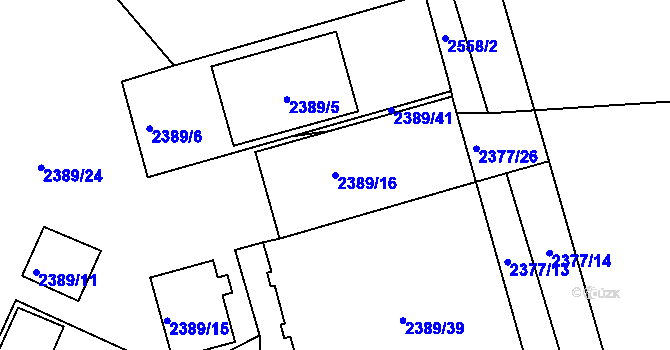 Parcela st. 2389/16 v KÚ Maloměřice, Katastrální mapa