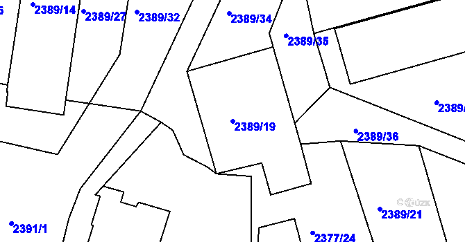 Parcela st. 2389/19 v KÚ Maloměřice, Katastrální mapa