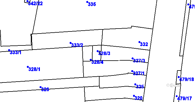 Parcela st. 328/3 v KÚ Maloměřice, Katastrální mapa