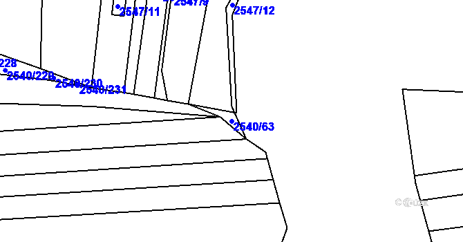 Parcela st. 2540/63 v KÚ Maloměřice, Katastrální mapa