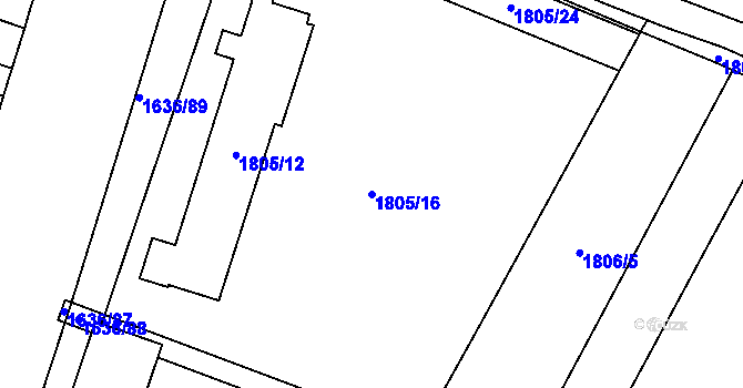 Parcela st. 1805/16 v KÚ Maloměřice, Katastrální mapa