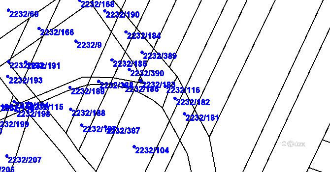 Parcela st. 2232/116 v KÚ Maloměřice, Katastrální mapa