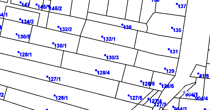 Parcela st. 130/3 v KÚ Maloměřice, Katastrální mapa