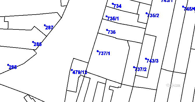 Parcela st. 737/1 v KÚ Maloměřice, Katastrální mapa