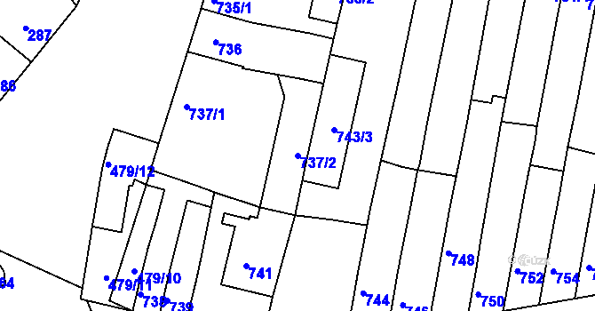 Parcela st. 737/2 v KÚ Maloměřice, Katastrální mapa