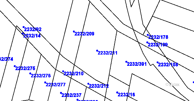 Parcela st. 2232/211 v KÚ Maloměřice, Katastrální mapa
