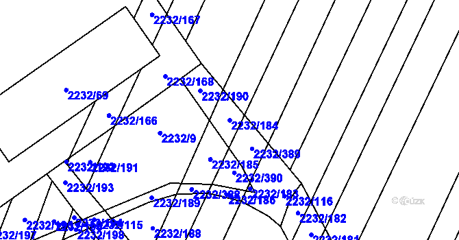 Parcela st. 2232/184 v KÚ Maloměřice, Katastrální mapa