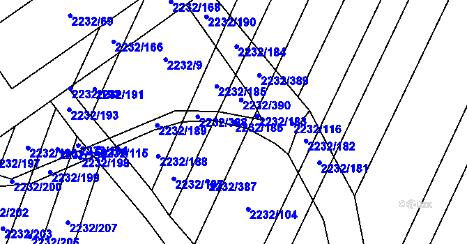 Parcela st. 2232/186 v KÚ Maloměřice, Katastrální mapa