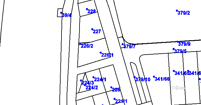 Parcela st. 226/1 v KÚ Maloměřice, Katastrální mapa