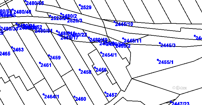 Parcela st. 2454/1 v KÚ Maloměřice, Katastrální mapa