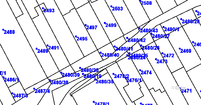 Parcela st. 2480/40 v KÚ Maloměřice, Katastrální mapa