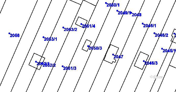 Parcela st. 2050/3 v KÚ Maloměřice, Katastrální mapa