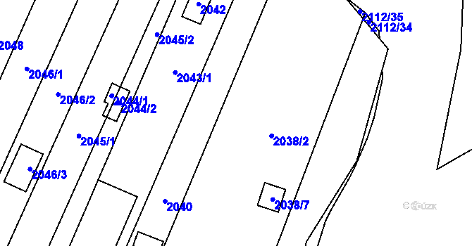 Parcela st. 2038/3 v KÚ Maloměřice, Katastrální mapa