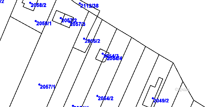 Parcela st. 2054/3 v KÚ Maloměřice, Katastrální mapa