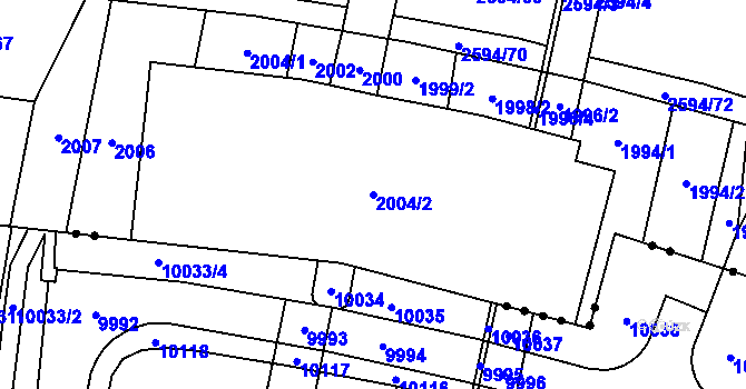 Parcela st. 2004/2 v KÚ Maloměřice, Katastrální mapa