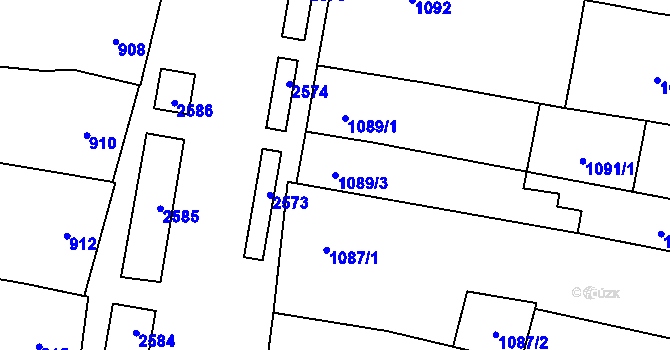 Parcela st. 1089/3 v KÚ Maloměřice, Katastrální mapa