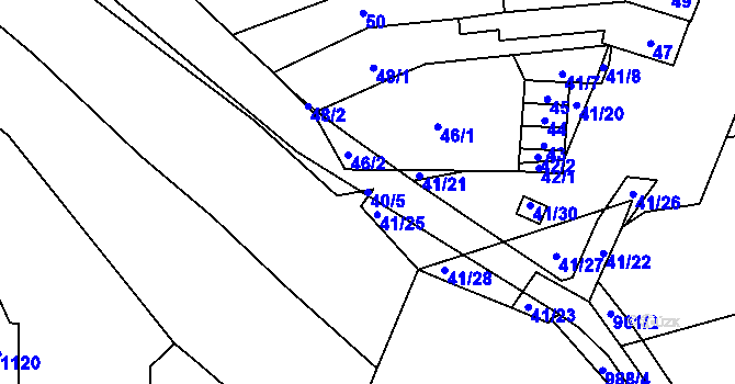 Parcela st. 40/5 v KÚ Maloměřice, Katastrální mapa