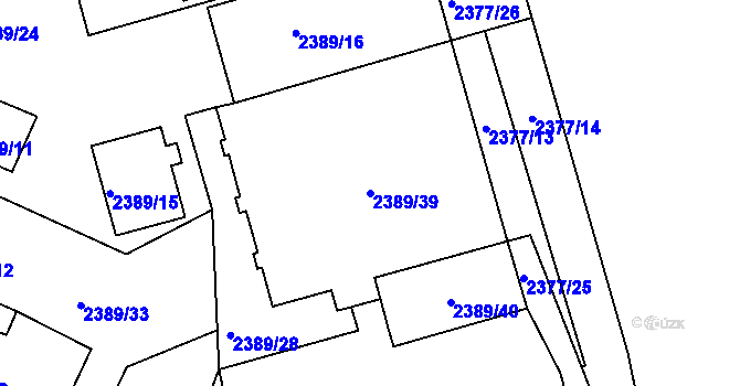 Parcela st. 2389/39 v KÚ Maloměřice, Katastrální mapa
