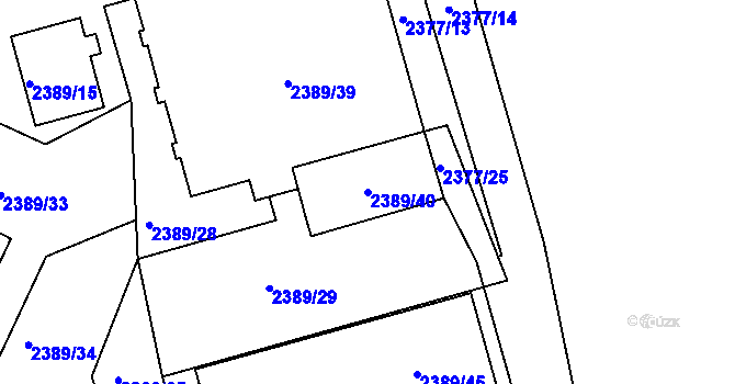 Parcela st. 2389/40 v KÚ Maloměřice, Katastrální mapa