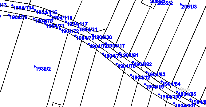 Parcela st. 1904/75 v KÚ Maloměřice, Katastrální mapa