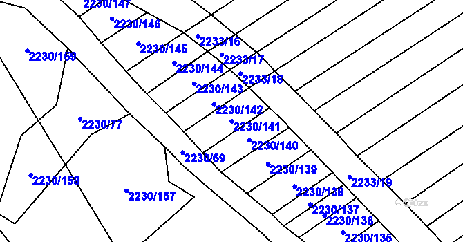 Parcela st. 2230/141 v KÚ Maloměřice, Katastrální mapa