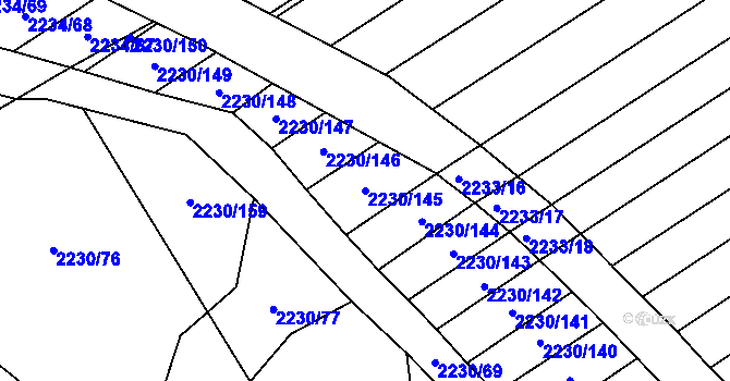 Parcela st. 2230/145 v KÚ Maloměřice, Katastrální mapa