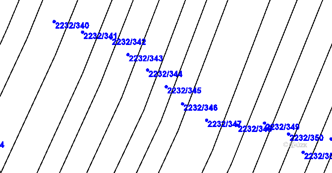 Parcela st. 2232/345 v KÚ Maloměřice, Katastrální mapa