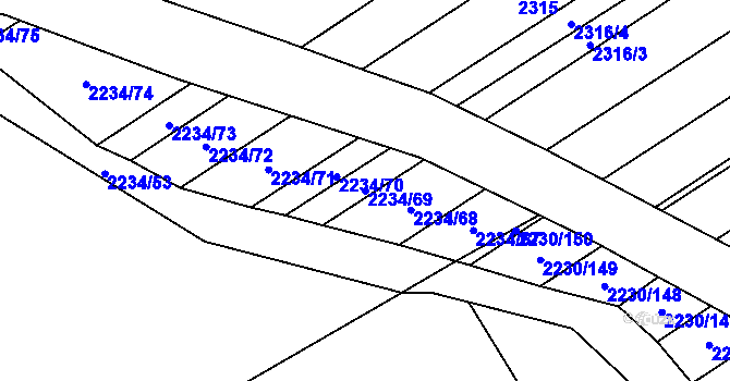 Parcela st. 2234/69 v KÚ Maloměřice, Katastrální mapa