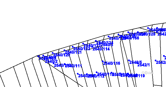 Parcela st. 2540/122 v KÚ Maloměřice, Katastrální mapa