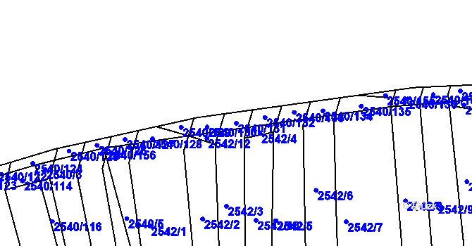 Parcela st. 2540/131 v KÚ Maloměřice, Katastrální mapa