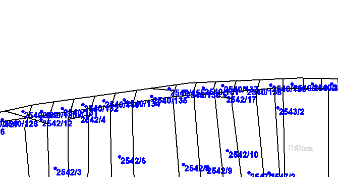 Parcela st. 2540/155 v KÚ Maloměřice, Katastrální mapa
