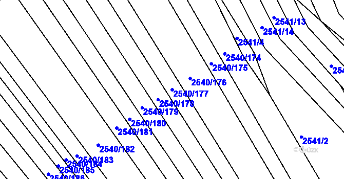 Parcela st. 2540/177 v KÚ Maloměřice, Katastrální mapa