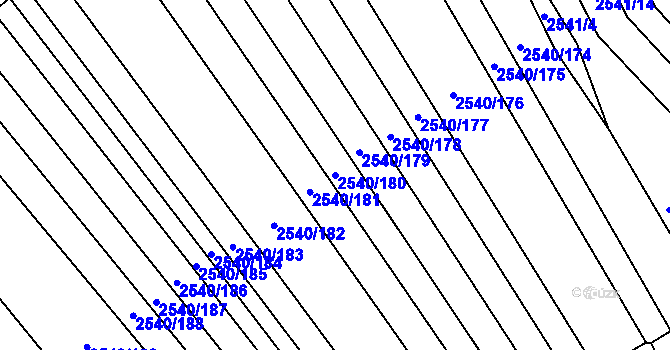 Parcela st. 2540/180 v KÚ Maloměřice, Katastrální mapa