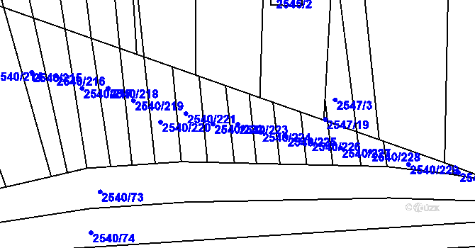 Parcela st. 2540/223 v KÚ Maloměřice, Katastrální mapa