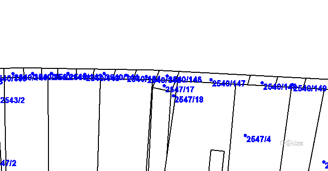 Parcela st. 2547/17 v KÚ Maloměřice, Katastrální mapa