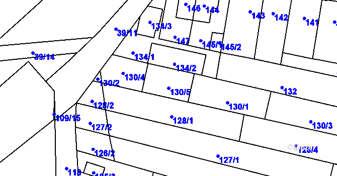 Parcela st. 130/5 v KÚ Maloměřice, Katastrální mapa